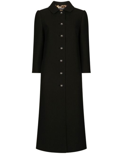 Cappotto monopetto con bottone logo di Dolce & Gabbana in Black