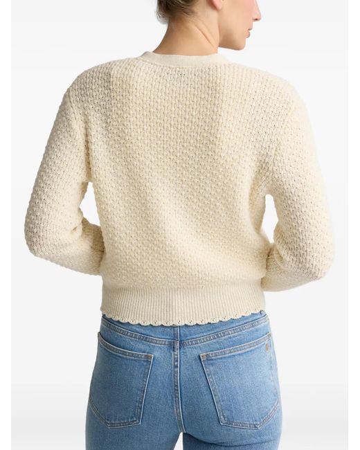 St. John White Perle Crepe Knit Cardigan