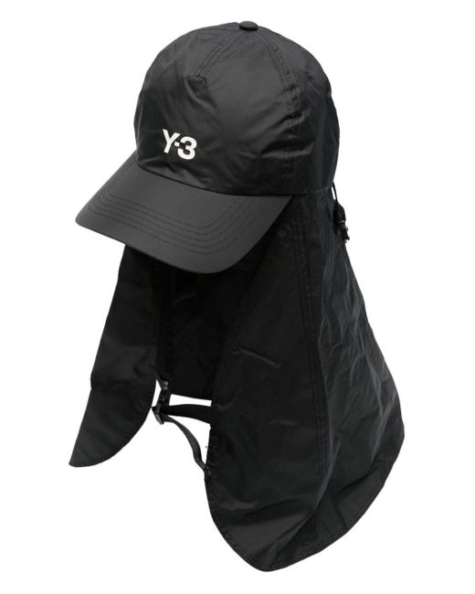 Y-3 Black Bestickte Mütze mit Nackenschutz