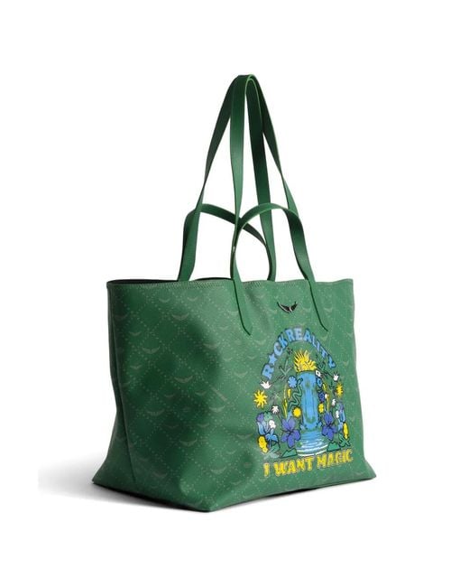 Zadig & Voltaire Green Z Shopper Xl Monogram Tag Bag