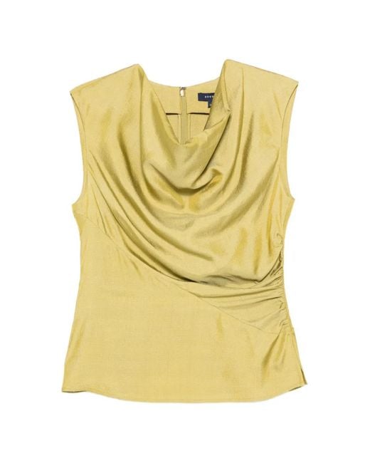 Soeur Yellow Eclat Cowlneck Ruched Blouse