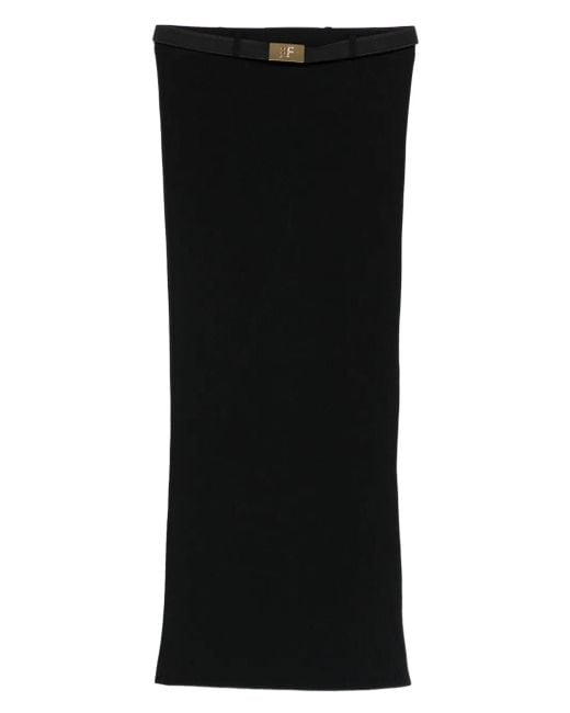 Elisabetta Franchi Black Jupe Mi-Longue À Taille Haute