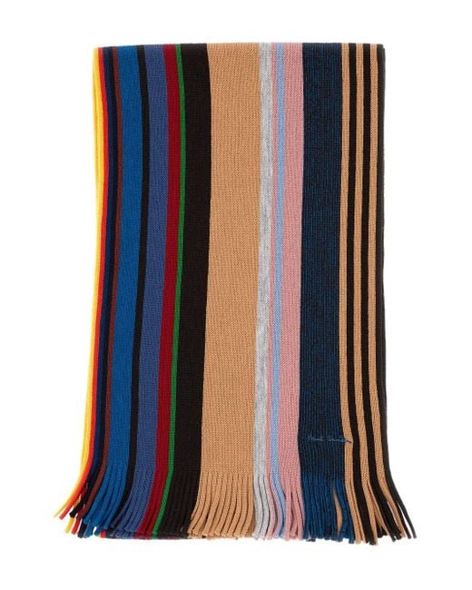Paul Smith Fransenschal mit ikonischen Streifen in Blue für Herren