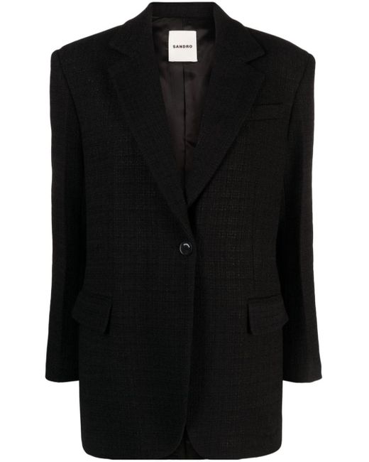 Blazer monopetto in tweed di Sandro in Black