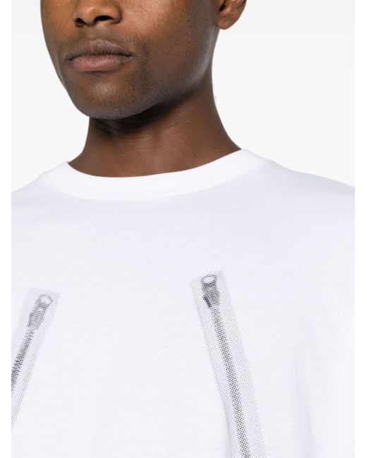 MM6 by Maison Martin Margiela White Zipper Print T-Shirt for men