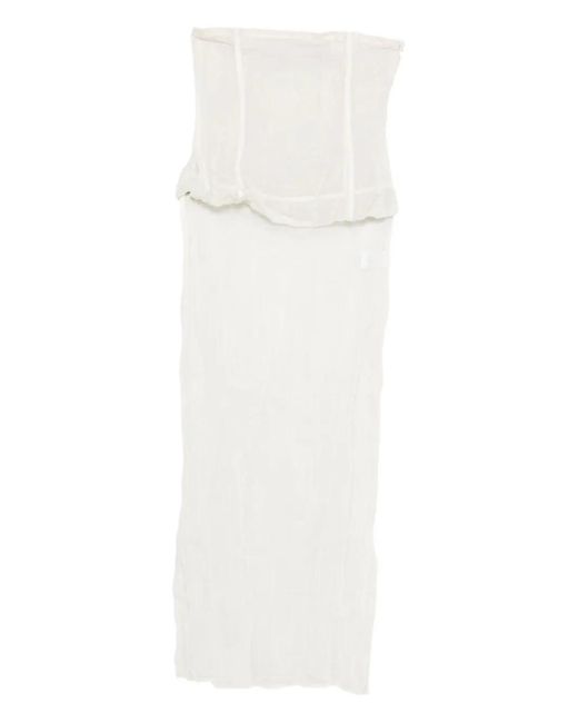 Paloma Wool White Strapless Pleated Dress