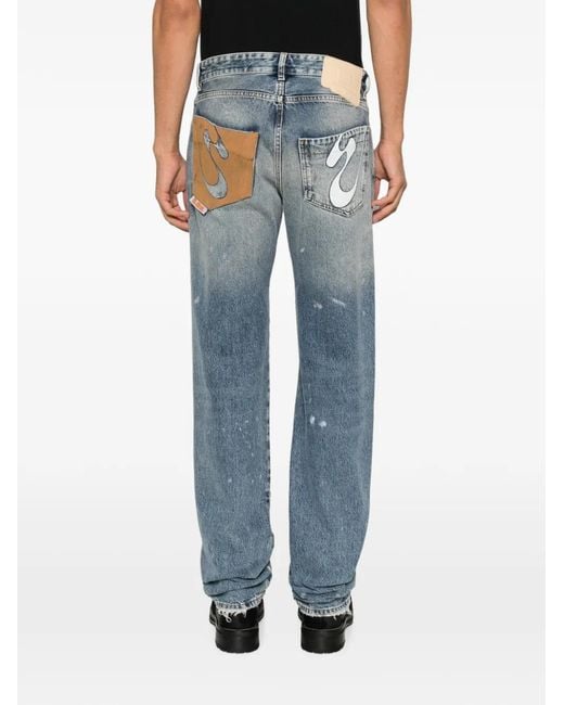 PDF Blue Nico Distressed Paint-Splatter Jeans for men
