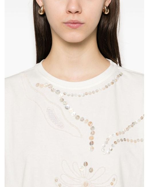 Forte Forte White Sequin-Embellished T-Shirt