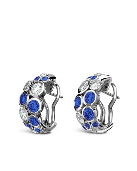 Pragnell Blue 18Kt Bubbles Sapphire And Diamond Half-Hoop Earrings