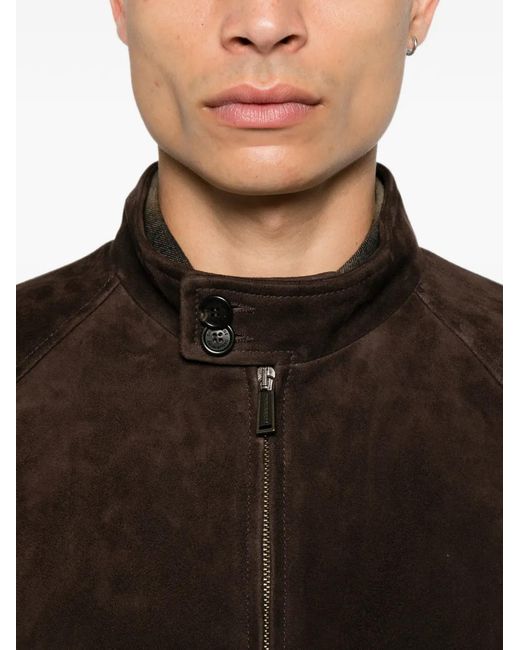 DSquared² Brown Button-Collar Suede Jacket for men