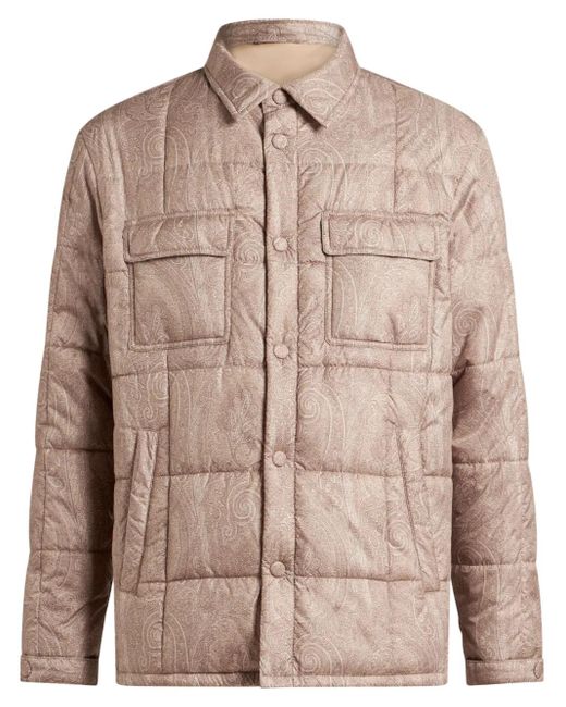 Etro Brown Quilted Shirt Jacket for men