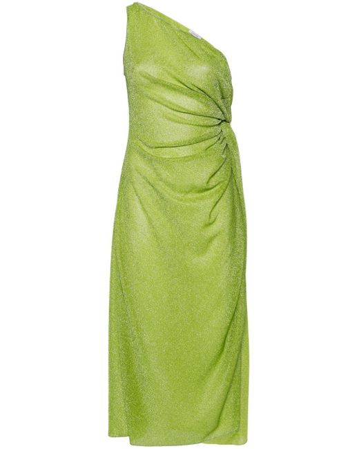 Oseree Green Knot One-shoulder Dress