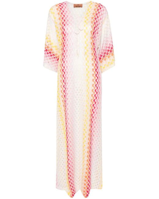 Missoni Opengebreide Maxi-jurk in het Pink