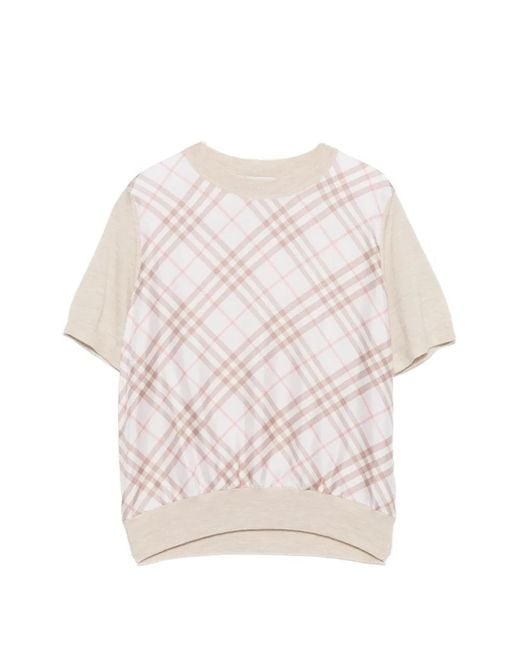 Burberry Pink Check Short-Sleeved T-Shirt