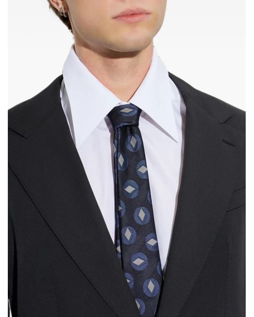 Giorgio Armani Blue Geometric-Pattern Tie for men