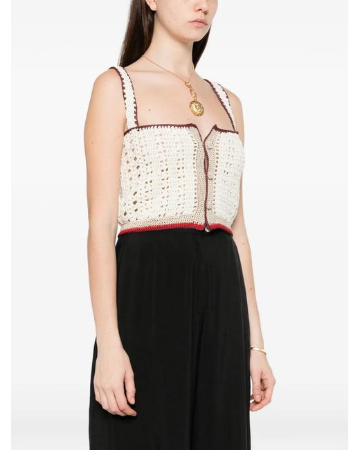 Forte_forte Gray Crochet Button Top