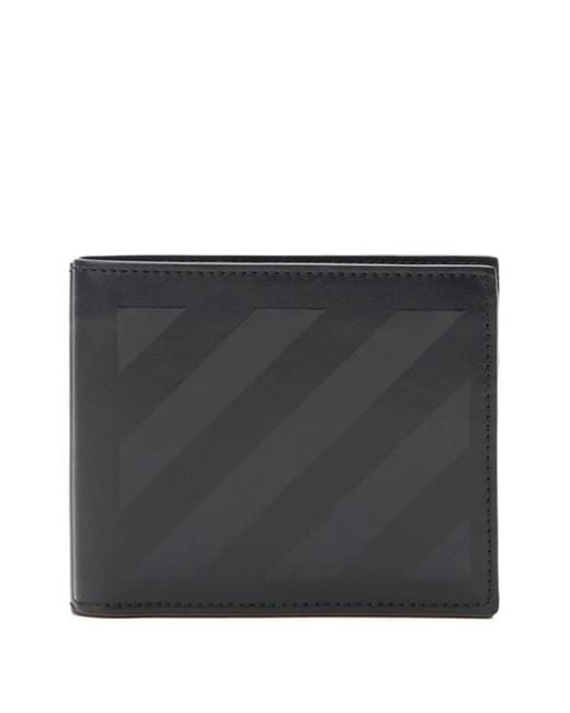 Off-White c/o Virgil Abloh Black Diagonal-Stripe Bi-Fold Leather Wallet for men