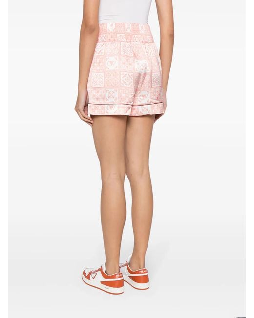 Off-White c/o Virgil Abloh Pink Logo-Appliqué High-Waist Mini Shorts