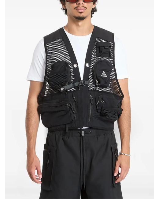 Nike Black Acg Buttles Mesh-Panelled Multi-Pocket Vest