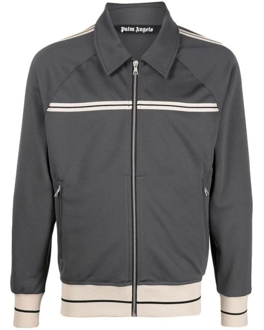 Palm Angels Gray Tape-Trim Track Sweatshirt for men