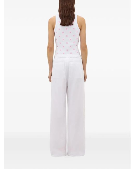 MSGM White Lace-Detail Trousers