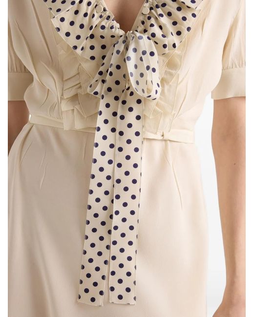 Prada White Embroidered Marocain Dress