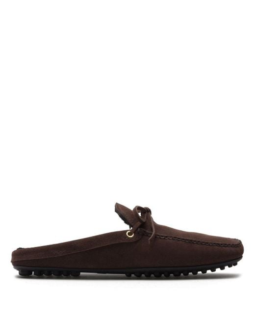 Car Shoe Brown Lace-up Suede Slippers for men
