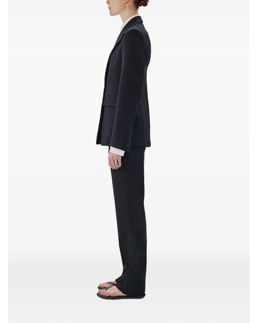 Another Tomorrow Black Double-Breasted Structured Blazer