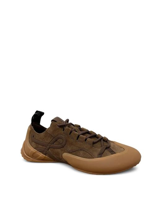 Loewe Brown Grip Lace-Up Suede Sneakers