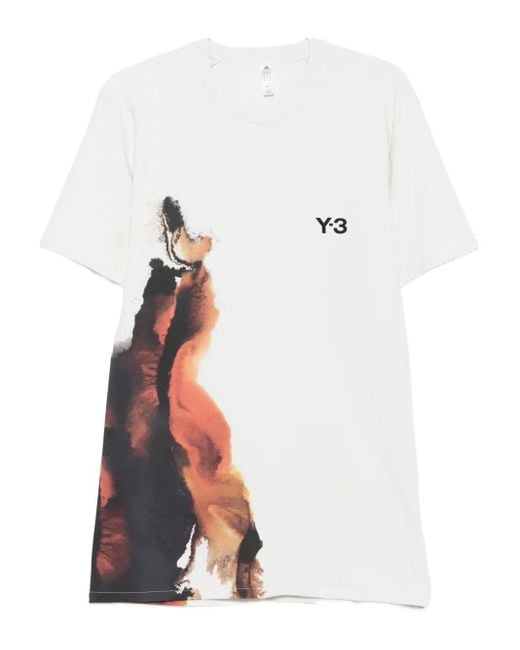 Y-3 T-Shirt mit abstraktem Print in White für Herren