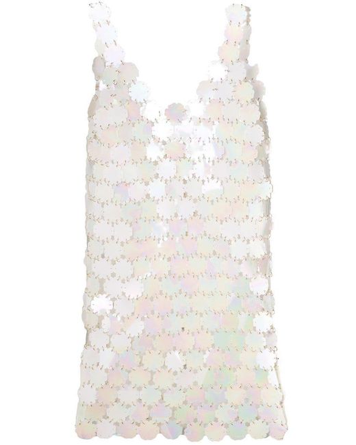 Paco Rabanne White Blossom Mini Dress