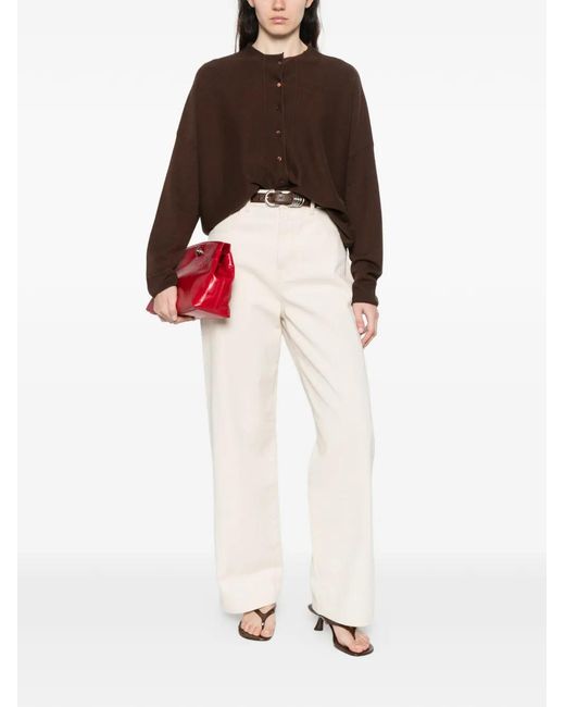 Bompard Brown Button Round-Neck Cardigan