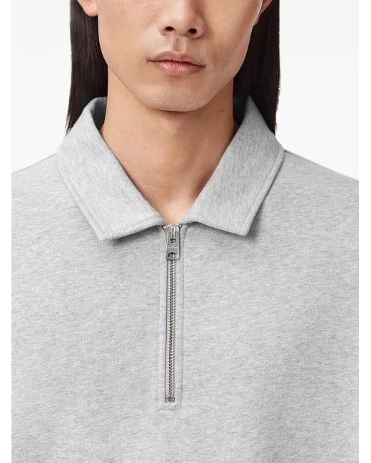 AllSaints Gray Zip-Collared Polo Shirt for men