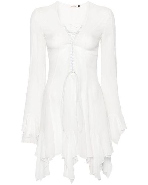 M I S B H V Chiffon Maxi-jurk Met Veters in het White