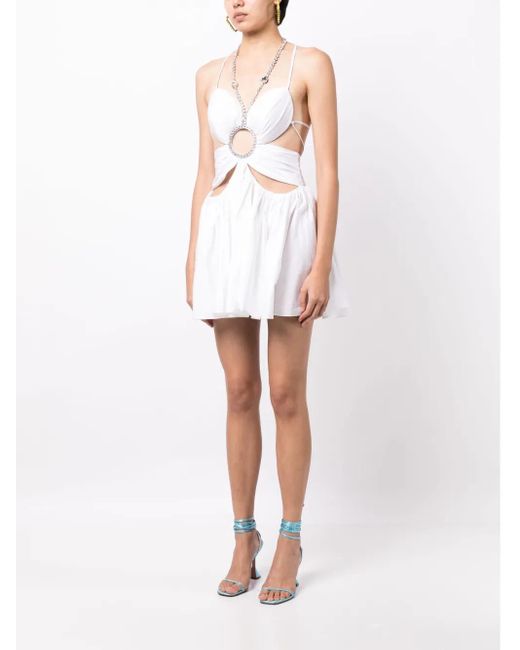 Area White Cut-Out Crystal-Embellished Minidress