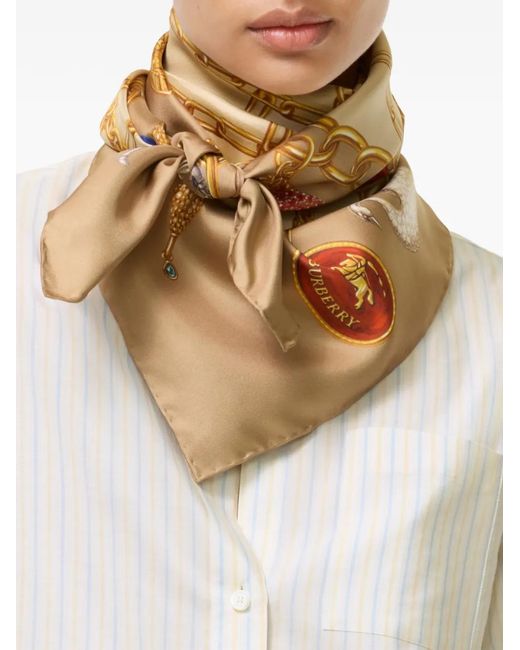 Burberry Natural Foulard En Soie Check