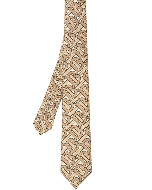 Burberry Brown Classic Cut Monogram Print Silk Tie for men