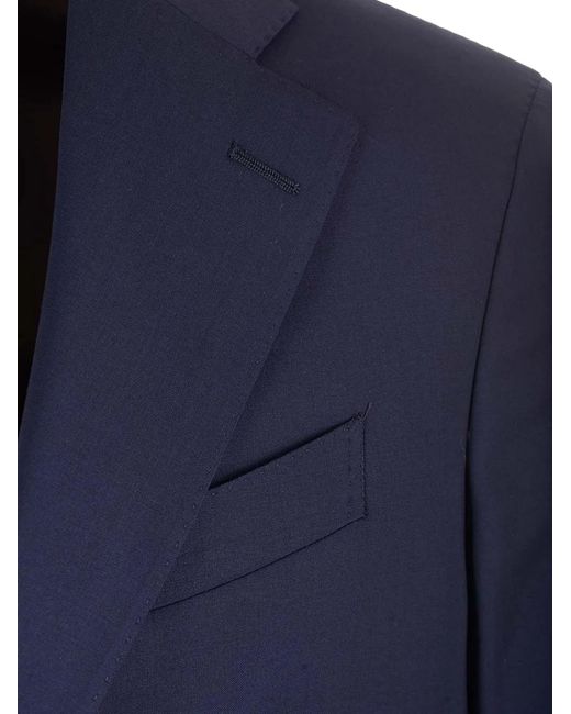 Al Duca D'aosta Blue Travel Single-Breasted Wool Blazer for men