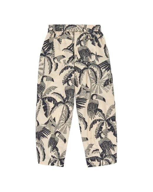 Psophia White Printed Trousers