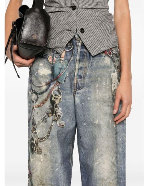 Acne Studios Keychain-Print Wide-Leg Jeans in Blue | Lyst UK