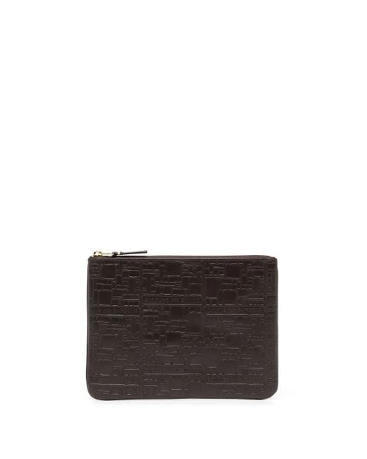 Comme des Garçons Brown Logo Embossed Leather Zip Wallet