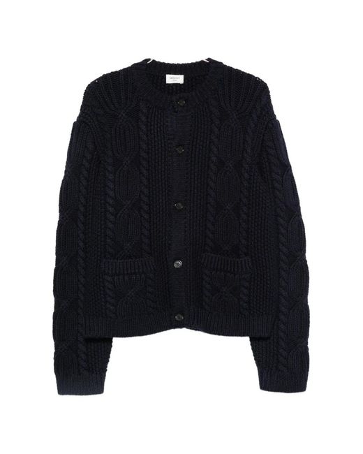 Saint Laurent Blue Cable-Knit Button-Fastening Cardigan for men