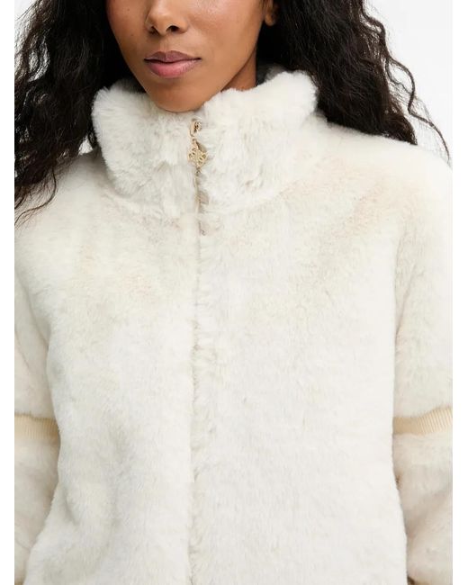 Guess White Faux-Fur Zip Jacket