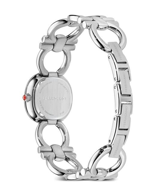 Ferragamo White Double Gancini 25Mm Watch