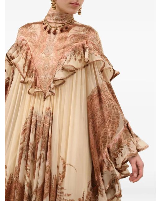 Zimmermann Natural Burnout Ruffled Paisley-Print Maxi Dress