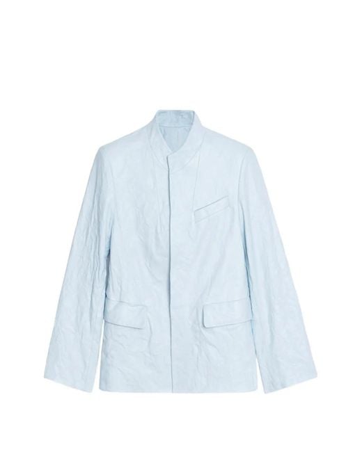 Zadig & Voltaire Blue Veryn Creased Leather Blazer