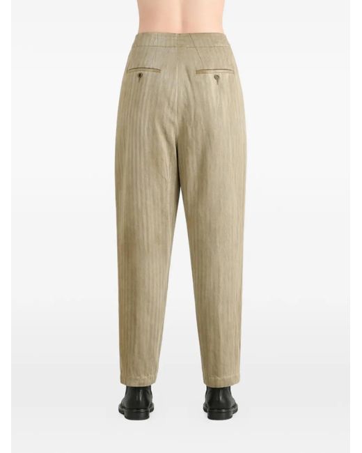 Uma Wang White Herringbone-Pattern Wrap-Style Trousers