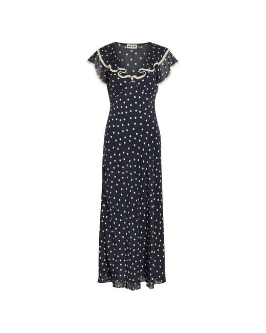 Rixo Blue Bethea Polka-Dot Ruffled Maxi Dress