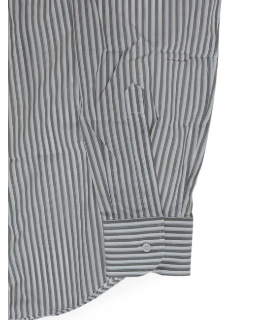 Corneliani Gray Striped Cotton Shirt for men
