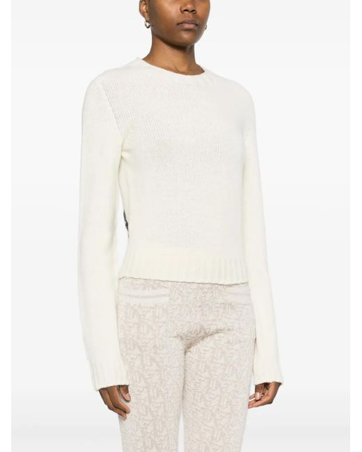 Palm Angels White Logo Wool Blend Sweater
